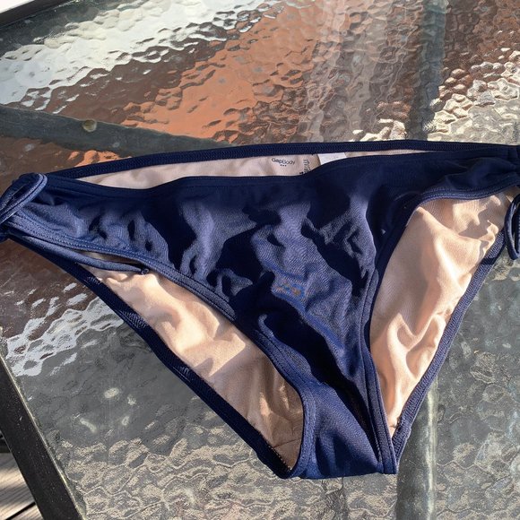 Low Rise Navy Bikini with Ties, Medium Coverage - Picture 2 of 9